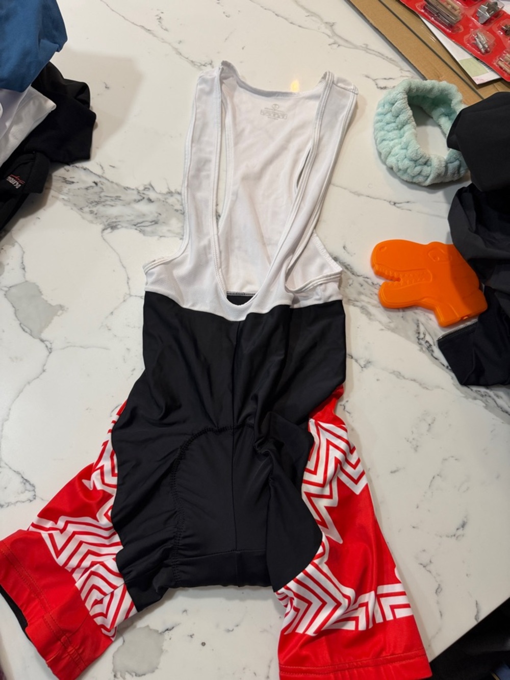 Men's Black & Red Cycling Bib Shorts - Unbranded